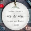 First Christmas Married Ornament Mr and Mrs Sprig Christmas Ornament Our First Christmas Married as Mr and Mrs Ornament 1