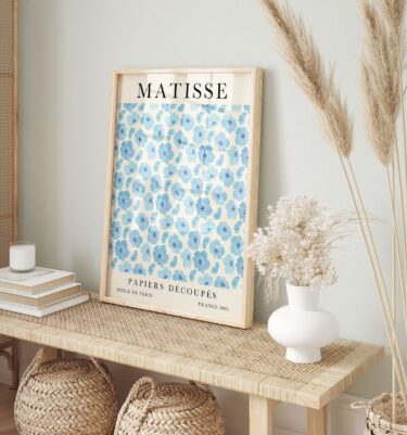 Blue Matisse Flower Canvas Poster
