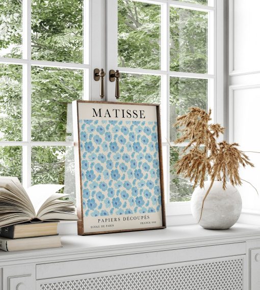 Blue Matisse Flower Canvas Poster