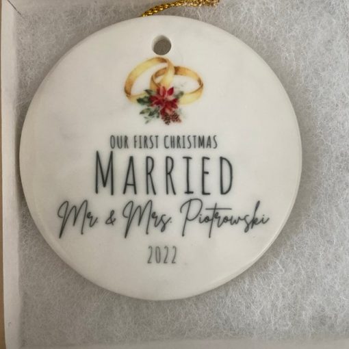 First Christmas Married Ornament, Personalized Mr and Mrs 2023 Ornament