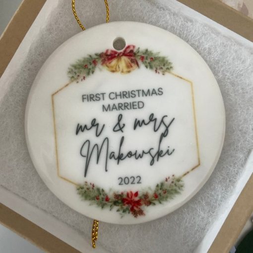 First Christmas Married Ornament, Personalized Mr and Mrs 2023 Ornament