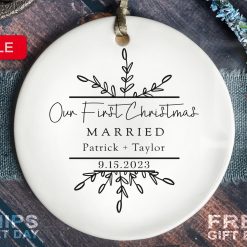 Married Ornament Personalized Names Tree Christmas Ornament 1