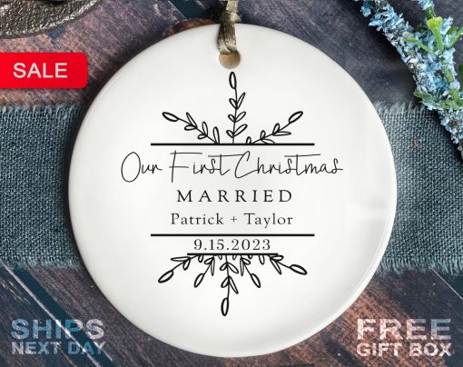 Married Ornament, Personalized Names Tree Christmas Ornament