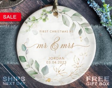 Mr and Mrs Christmas Ornament, First Christmas Married Ornament