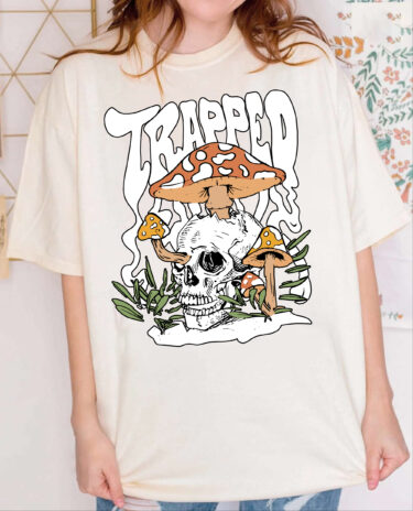 Mushroom Skull Halloween Crewneck Sweatshirt, Mushroom Shirt