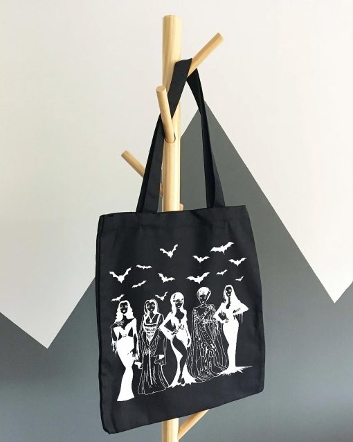 Spooky Women Canvas Tote Bag, Horror Tote Bag, Halloween Spooky Tote Bag