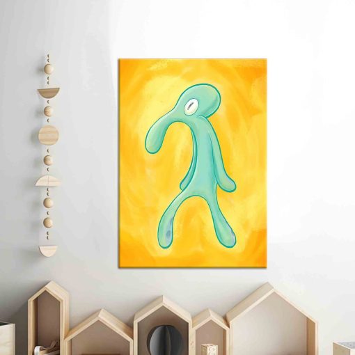 Squidward Canvas Poster, Squidward Painting Print, Abstract Wall Art