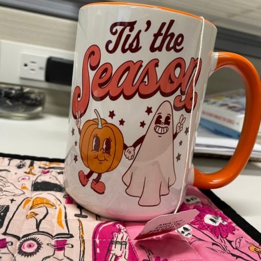 Tis The Season Pumpkin and Ghost Coffee Halloween Mug