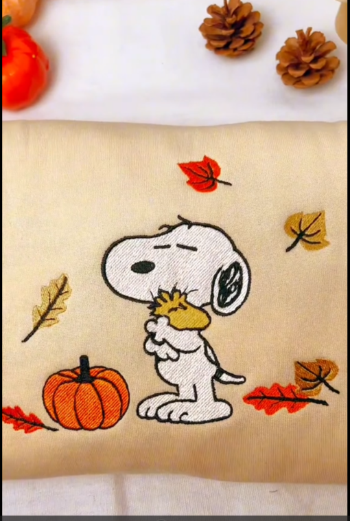 Cute Snoopy Halloween Embroidered Sweatshirt