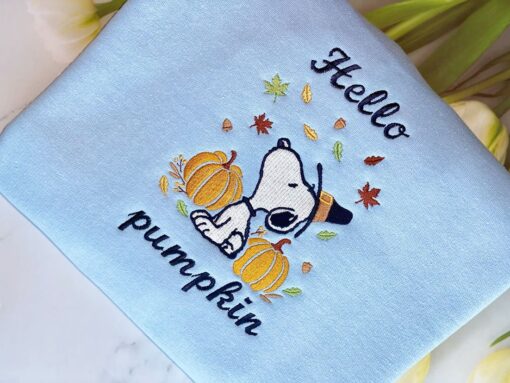 Fall Hello Pumpkin Snoopy Embroidered Sweatshirt