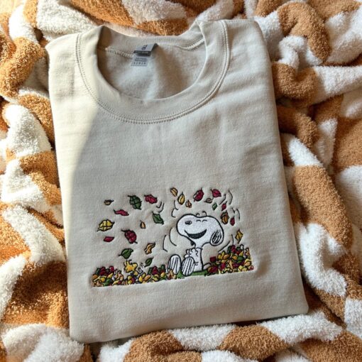Fall Snoopy Embroidered Sweatshirt