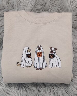 Embroidered Ghost Dogs Trick or Treat Halloween 1