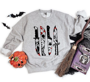 Horror Movie Characters In Knives Shirt, Crewneck Sweatshirt, Hoodie, T-shirt