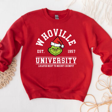 Whoville University Grinch Christmas Crewneck Sweatshirt, Hoodie, T-shirt