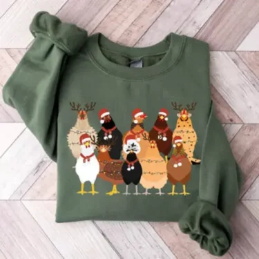 Christmas Chickens Crewneck Sweatshirt, Hoodie, T-shirt