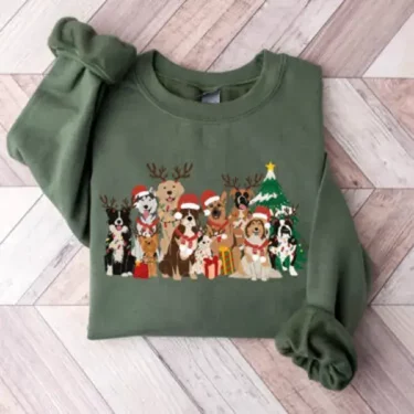 Cute Christmas Dogs Crewneck Sweatshirt, Hoodie, T-shirt
