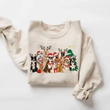 Cute Christmas Dogs Crewneck Sweatshirt, Hoodie, T-shirt