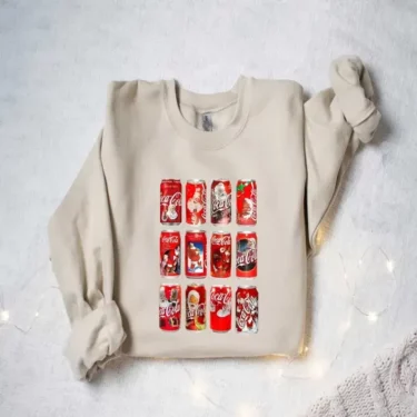 Christmas Cola Sweatshirt, Christmas Coke Sampler, Gift for Coke Lover, Coke bottles, Trendy Funny Sweatshirt for Christmas