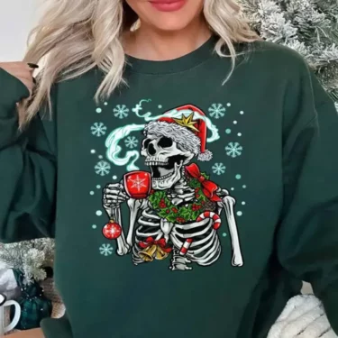 Dead Inside Skeleton Christmas Sweatshirt, Christmas Skeleton Coffee Hoodie, Coffee Lover Gift, Sarcastic Christmas Sweater, Christmas Gifts