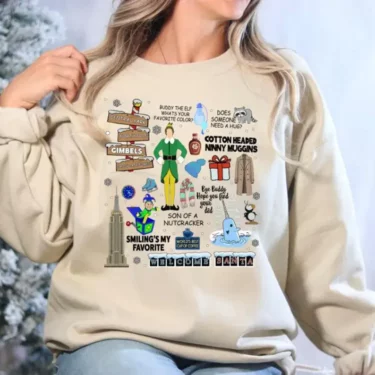 Elf Christmas Sweatshirt, Christmas Movies Sweater, Funny Elf Shirt, Christmas Gifts, New York Christmas Crewneck, Ugly Xmas T-shirt