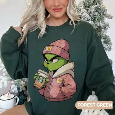 Vintage Boujee Grinch Christmas Sweatshirt, Grinchmas Starbucks Coffee Sweater, Grinchmas Sweatshirt, Christmas Sweater, Christmas Gifts