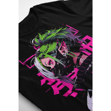 Cyberpunk Anime Girl T-Shirt | Futuristic Techwear Aesthetic | Japanese Harajuku Clothing | Kawaii Manga Shirt | Japanese Streetwear
