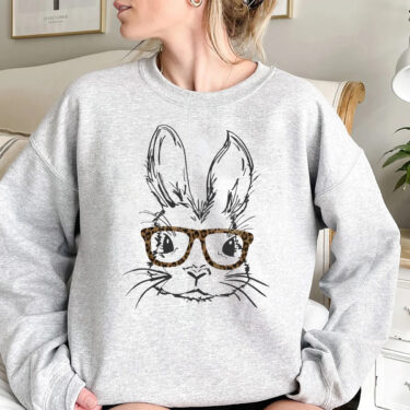 Easter Bunny With Glasses Sweatshirt, Easter Bunny Shirt, Easter Sweatshirt, Easter Girl, Funny Easter Shirt, Easter Gift