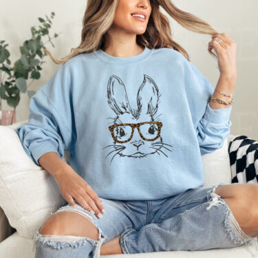 Easter Bunny With Glasses Sweatshirt, Easter Bunny Shirt, Easter Sweatshirt, Easter Girl, Funny Easter Shirt, Easter Gift
