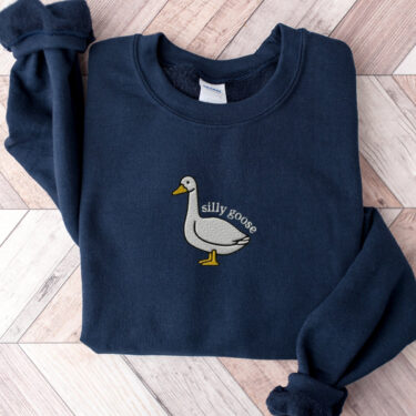 Embroidered Silly Goose Sweatshirt, Embroidered Cowboy Hat Crewneck Sweatshirt, Silly Goose Shirt, Funny Sweatshirt, Funny Embroidered Shirt