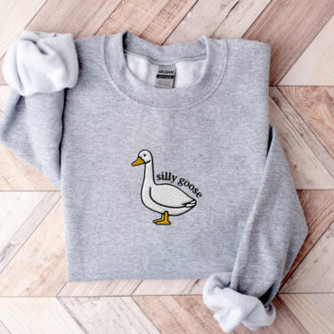 Embroidered Silly Goose Sweatshirt, Embroidered Cowboy Hat Crewneck Sweatshirt, Silly Goose Shirt, Funny Sweatshirt, Funny Embroidered Shirt