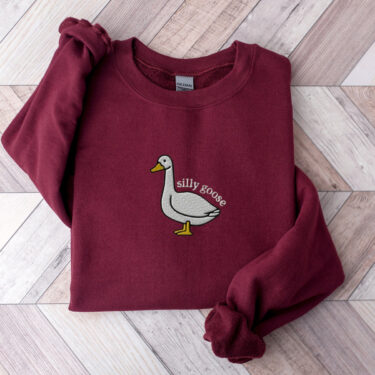 Embroidered Silly Goose Sweatshirt, Embroidered Cowboy Hat Crewneck Sweatshirt, Silly Goose Shirt, Funny Sweatshirt, Funny Embroidered Shirt