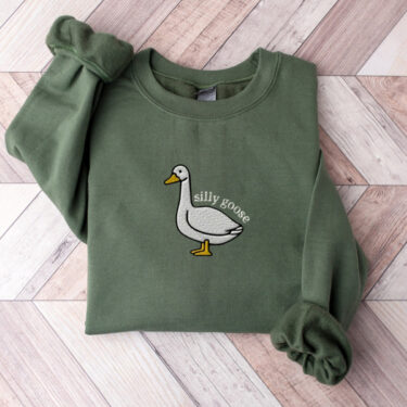 Embroidered Silly Goose Sweatshirt, Embroidered Cowboy Hat Crewneck Sweatshirt, Silly Goose Shirt, Funny Sweatshirt, Funny Embroidered Shirt