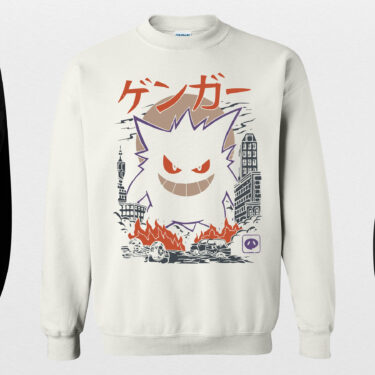 Gengar SWEATSHIRTS, Dark Ghost Kaiju Japanese Style SWEATSHIRTS, Japanese Anime Movie Film Nerd Gaming Novelty Funny Unisex Sweatshirts
