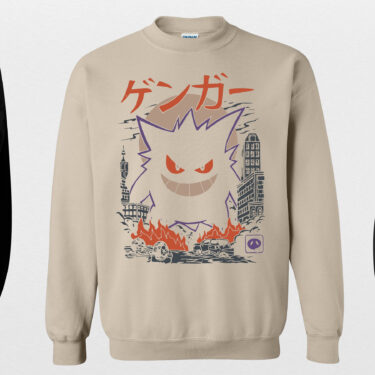 Gengar SWEATSHIRTS, Dark Ghost Kaiju Japanese Style SWEATSHIRTS, Japanese Anime Movie Film Nerd Gaming Novelty Funny Unisex Sweatshirts