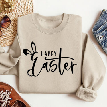 Happy Easter Sweatshirt, Womens Easter Shirt, Rabbit Sweatshirt, Bunny Sweatshirt, Funny Easter Sweater, Easter Gift, Cute Easter Shirt