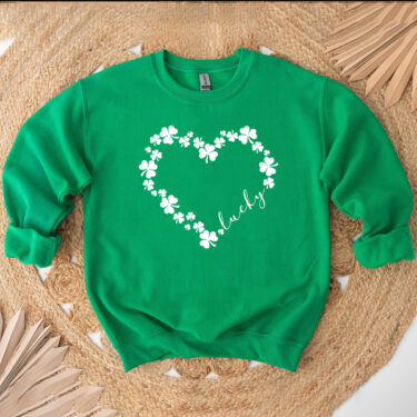 Lucky Shamrock St. Patricks Day Sweatshirt, Lucky Crewneck, Shamrock Elbow Sweatshirt, Armpatch Shamrock Sweatshirt, Irish Sweatshirt, St Pattys