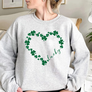 Lucky Shamrock St. Patricks Day Sweatshirt, Lucky Crewneck, Shamrock Elbow Sweatshirt, Armpatch Shamrock Sweatshirt, Irish Sweatshirt, St Pattys