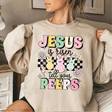 Jesus is Risen Tell Your Peeps Shirt, Easter Jesus Kid Shirt, Cute Bunny Peep Shirt, Easter Toddler Shirt, Christian Kids Gift, Toddler Shirt