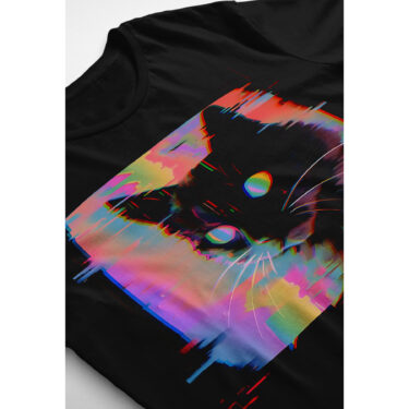 Psychedelic Weirdcore Cat T-Shirt | Vaporwave Aesthetic | Trippy Alt Clothing | Grunge Clothes | Harajuku Punk | Rave Gear