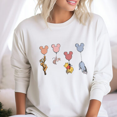 Comfort Colors® Winnie The Pooh and Friends Shirt, Winnie The Pooh Shirt, Pooh Balloons Shirt, Disney Pooh T-Shirt, Cute Pooh Bear Shirt