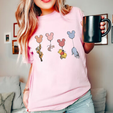 Comfort Colors® Winnie The Pooh and Friends Shirt, Winnie The Pooh Shirt, Pooh Balloons Shirt, Disney Pooh T-Shirt, Cute Pooh Bear Shirt