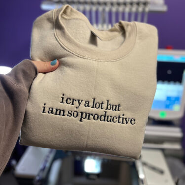 I cry a lot but I am so productive Embroidered Sweatshirt Hoodie T-shirt, TTPD Shirt, The Tortured Poets Department Outfit, Taylor Swift New Album Tee, Gift For Fans