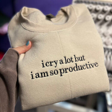 I cry a lot but I am so productive Embroidered Sweatshirt Hoodie T-shirt, TTPD Shirt, The Tortured Poets Department Outfit, Taylor Swift New Album Tee, Gift For Fans