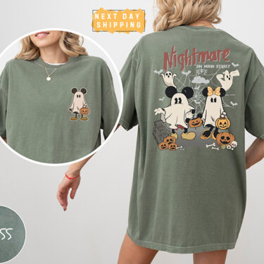 Vintage Mickey Halloween Shirt, Comfort Colors Disney Halloween Tee, Nightmare On The Main Street Shirt, Halloween Pumpkin Shirt