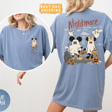 Vintage Mickey Halloween Shirt, Comfort Colors Disney Halloween Tee, Nightmare On The Main Street Shirt, Halloween Pumpkin Shirt