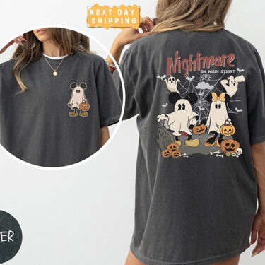 Vintage Mickey Halloween Shirt, Comfort Colors Disney Halloween Tee, Nightmare On The Main Street Shirt, Halloween Pumpkin Shirt