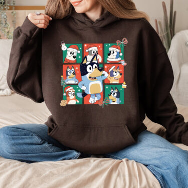 Christmas Bluey Characters Sweatshirt, Cute Bluey Family Matching Christmas Shirt, Bluey Christmas Gifts