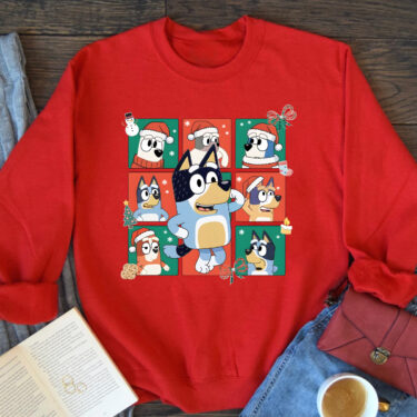 Christmas Bluey Characters Sweatshirt, Cute Bluey Family Matching Christmas Shirt, Bluey Christmas Gifts