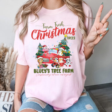 Cute Bluey’s Tree Farm Sweatshirt, Bluey Family Matching Christmas Shirt, Bluey Fans Christmas Gifts