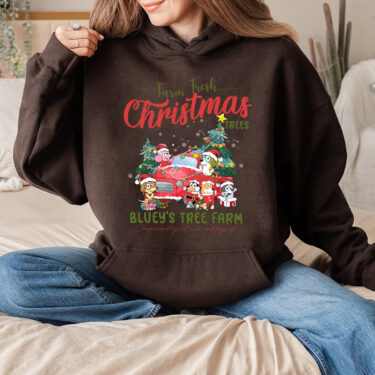 Cute Bluey’s Tree Farm Sweatshirt, Bluey Family Matching Christmas Shirt, Bluey Fans Christmas Gifts